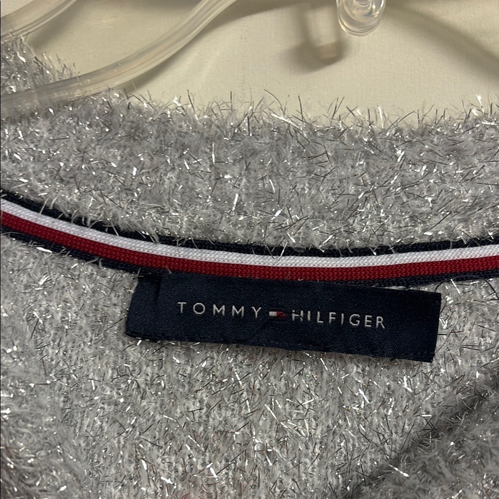 Tommy Hilfiger Gray and White Tinsel Crew Neck Sweater with Gradient Effect - Picture 3 of 6